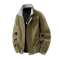 Chaqueta bomber para hombre verde militar con cuello alto y forro de cuadros - M / Verde oliva