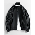 Waterproof black oxford jacket with white piping and casual hooded design - M / Black