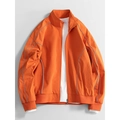 Men's orange water-resistant oxford fabric jacket with ribbed cuffs and twin silver stripes - M / Orange Red