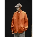 Chaqueta bomber naranja para hombre con cuello béisbol y tejido resistente al agua - M / Rojo Anaranjado