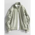 Water-resistant light green Oxford jacket with reflective piping and stand collar - M / Mint Green