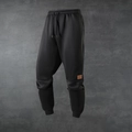 Pantaloni sportivi neri da uomo foderati in pile con coulisse e toppa in pelle - XS / Nero