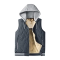Gilet termico uomo blu scuro con fodera in grafene e morbido interno in lana di agnello - S / Grigio