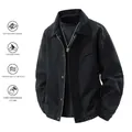 Men's black cotton flight jacket with stand collar and retro military cargo pocket design - M / Black