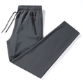 Pantaloni da uomo in seta di ghiaccio grigio scuro con coulisse elastica in vita - M / Grigio