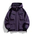 Chaqueta táctica unisex con capucha morado oscuro impermeable y múltiples bolsillos - S / Púrpura profundo