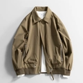 Men's khaki workwear jacket featuring a classic turn-down collar and utility pockets - M / Brown Coffee