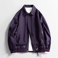 Men's loose cargo jacket in deep purple with chest pockets and ribbed cuffs - M / Deep purple