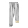 Grijze herenjoggingbroek met dikke fleecevoering en elastische taille met koord - S / Lichtgrijs