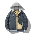 Veste matelassée en graphène pour hommes bleu foncé avec doublure polaire et intérieur thermique - S / Gris