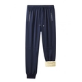 Donkerblauwe joggingbroek voor heren met warme fleecevoering en elastische taille - S / Blauw