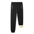Thermische heren joggingbroek in zwart met warme sherpa voering en ritszakken - S / Zwart