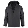 Veste outdoor gris anthracite pour homme avec capuche, poches zippées et imprimé chic - M / gris foncé