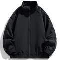 Men's contrast collar black windbreaker jacket with elastic cuffs in street style - M / Black