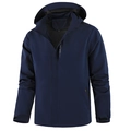 Men's navy blue hooded windbreaker jacket with EXPLORE graphic and velcro cuffs - M / Dark Blue