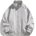 Men's standing collar casual jacket in light grey windproof fabric with elastic cuffs - M / Off White