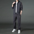 Conjunto deportivo premium para hombre en gris oscuro con chaqueta con capucha y pantalón - M / gris oscuro