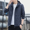 Veste outdoor homme gris foncé coupe-vent avec capuche réglable et poches latérales zippées - M / gris foncé