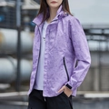 Coupe-vent lavande pour femme avec motif de feuilles et capuche pour la randonnée - M / Violet Femme