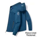 Veste outdoor bleu marine à capuche avec doublure polaire et imprimé sur manche - M / Doublé Polaire / Bleu