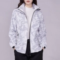 Women's outdoor waterproof jacket in light grey camouflage print with adjustable cuffs - M / Women's Light Gray