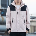 Herren Windjacke wasserdicht in Rosa und Schwarz mit Kapuze und Reißverschluss - S / Gemischtes Rosa