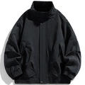 Schwarze Herren-Windjacke mit Stehkragen und Reißverschluss für die Freizeit - M / Schwarz