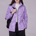 Women's purple geometric honeycomb windbreaker jacket with full zip and stand collar - M / Women's Purple