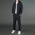 Tuta sportiva nera casual da uomo con cappuccio e strisce laterali decorate - M / Nero