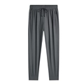 Pantaloni sportivi da uomo in seta ghiacciata grigio scuro con coulisse e zip laterali - M / Stile a gamba con polsino / Grigio