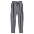 Men's ice silk casual lightweight pants in dark grey color with elastic drawstring waist - M / Gray