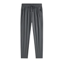 Pantaloni casual uomo grigio scuro in seta di ghiaccio con coulisse e tasche con cerniera - M / Stile a Gamba Dritta / Grigio