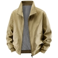 Men's khaki cotton flight jacket featuring a stand collar and breathable mesh lining - M / Khaki