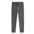 Pantaloni joggers grigio scuro in seta di ghiaccio con vita elastica e polsini alla caviglia - M / Stile con Coulisse / Grigio