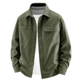 Men's army green cotton utility cargo shirt with dual flap pockets in relaxed fit - Army Green