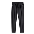 Pantaloni sportivi in seta di ghiaccio nera da uomo con coulisse e tasche con cerniera - M / Stile a Taglio Piatto / Nero
