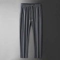 Pantaloni sportivi da uomo in seta di ghiaccio grigio scuro con coulisse in vita - L / grigio scuro
