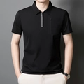 Klassisches schwarzes Herren-Poloshirt mit Halbreißverschluss und moderner Brusttasche - S / Obsidianschwarz