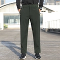 Pantalones casuales elásticos para hombre verde oscuro con pierna recta y bolsillos - L / Verde Militar