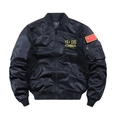 Chaqueta piloto MA-1 negra con bordado de China y parche de bandera en manga - M / Negro