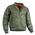 Army green MA-1 flight bomber jacket for men featuring classic orange lining and ribbed trim - M / Army Green