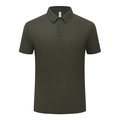 Men's ice silk seamless short sleeve Polo shirt in dark olive green with breathable mesh - S / Army Green
