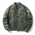 Chaqueta bomber MA-1 verde militar con bordados militares y letras DC para hombre - M / Verde Militar