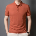 Men's slim fit mercerized cotton polo shirt in brick red with 7A antibacterial finish - Brown Red