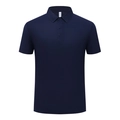 Men's dark blue ice silk polo shirt with short sleeves and moisture-wicking fabric - S / Navy Blue