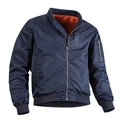 Classic navy blue bomber jacket with orange lining and utility sleeve pocket detail - M / Dark Blue