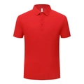 Men's bright red seamless ice silk Polo shirt with three-button collar design - S / Red