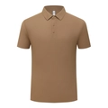 Khaki ice silk seamless polo shirt for men with breathable knit texture and short sleeves - M / Tops / Light Coffee