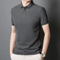 Men's slim fit charcoal grey mercerized cotton polo shirt with premium texture - Dark Gray