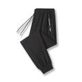 Men's black ice silk sports joggers with elastic waist and new sport zipper detail - S / Cuffed Leg Style / Black